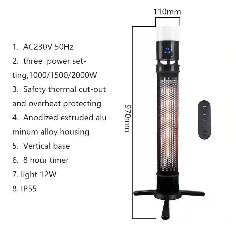 Electric Patio Heater with LED Light